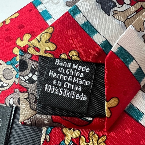 American Greetings Silk Tie Santa and Reindoor Football Christmas Red 58" Y2K - Picture 4 of 6